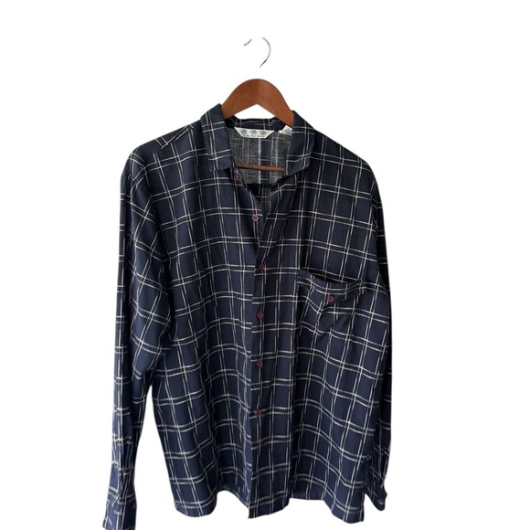 Vintage Jean Paul Germain Classic Navy Checkered Button-Down Shirt Size Large - Picture 8 of 8